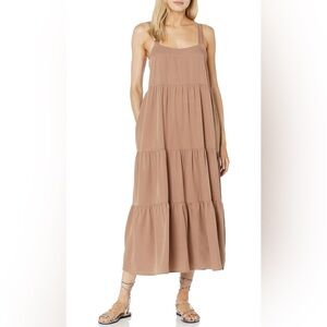 The Drop Britt Elegant Tan Maxi Dress in ginger
